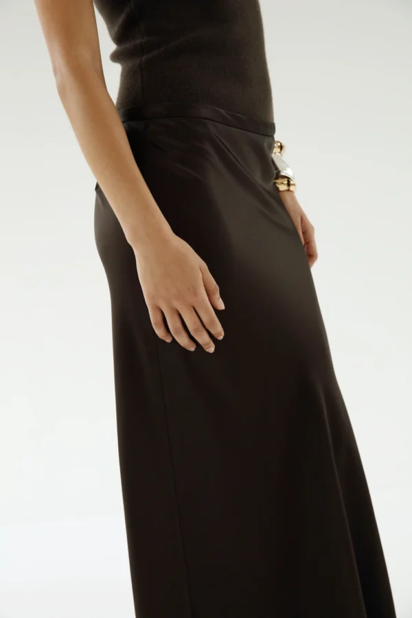 Almada Label - Eni Satin Skirt Chocolate