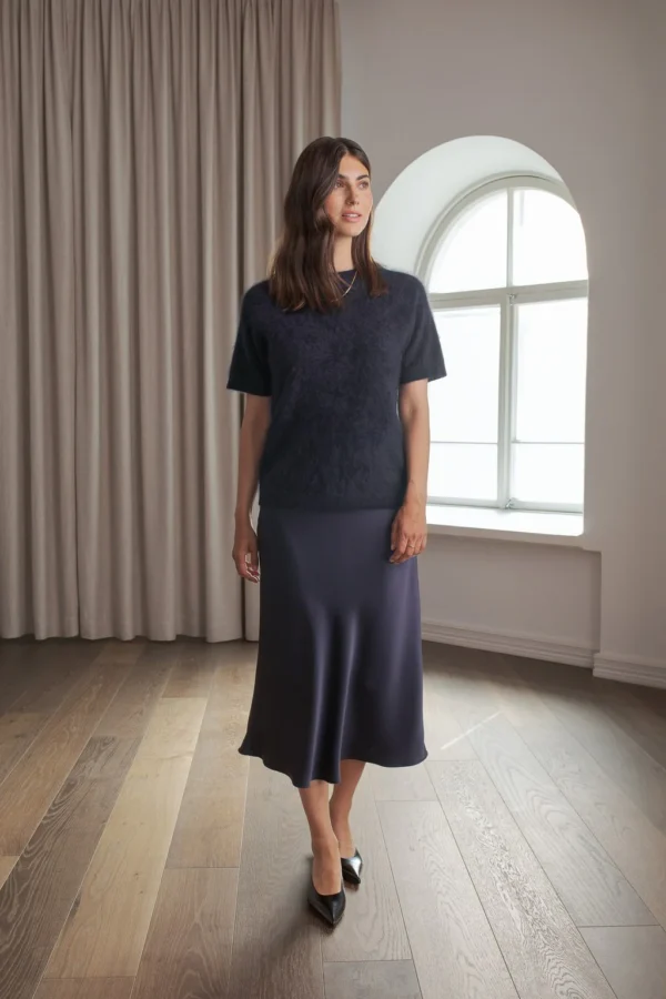 Original Story - Short-Sleeved Cashmere Sweater Dark Navy